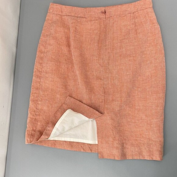 J Crew Linen Skirt Knee Length Straight Lined Orange Peach Womens 2 - Picture 3 of 11